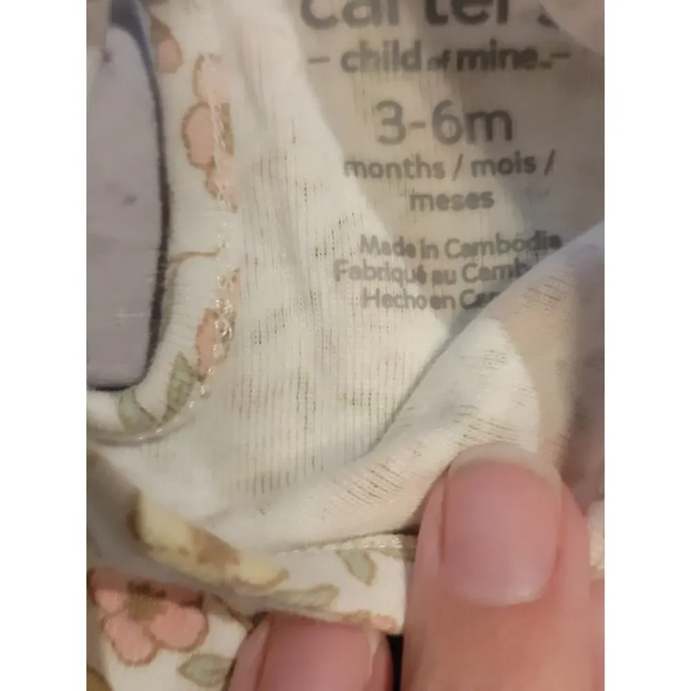 Carters 3-6 Months Pink Yellow Floral Print Bodie Suit Dress One Piece